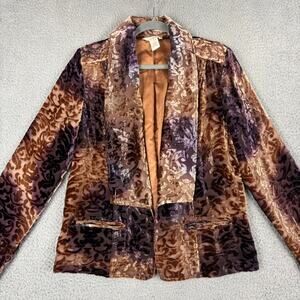 Sundance Blazer 6 Silk Blend Velvet Burnout Artsy Boho Damask Lightweight Lined